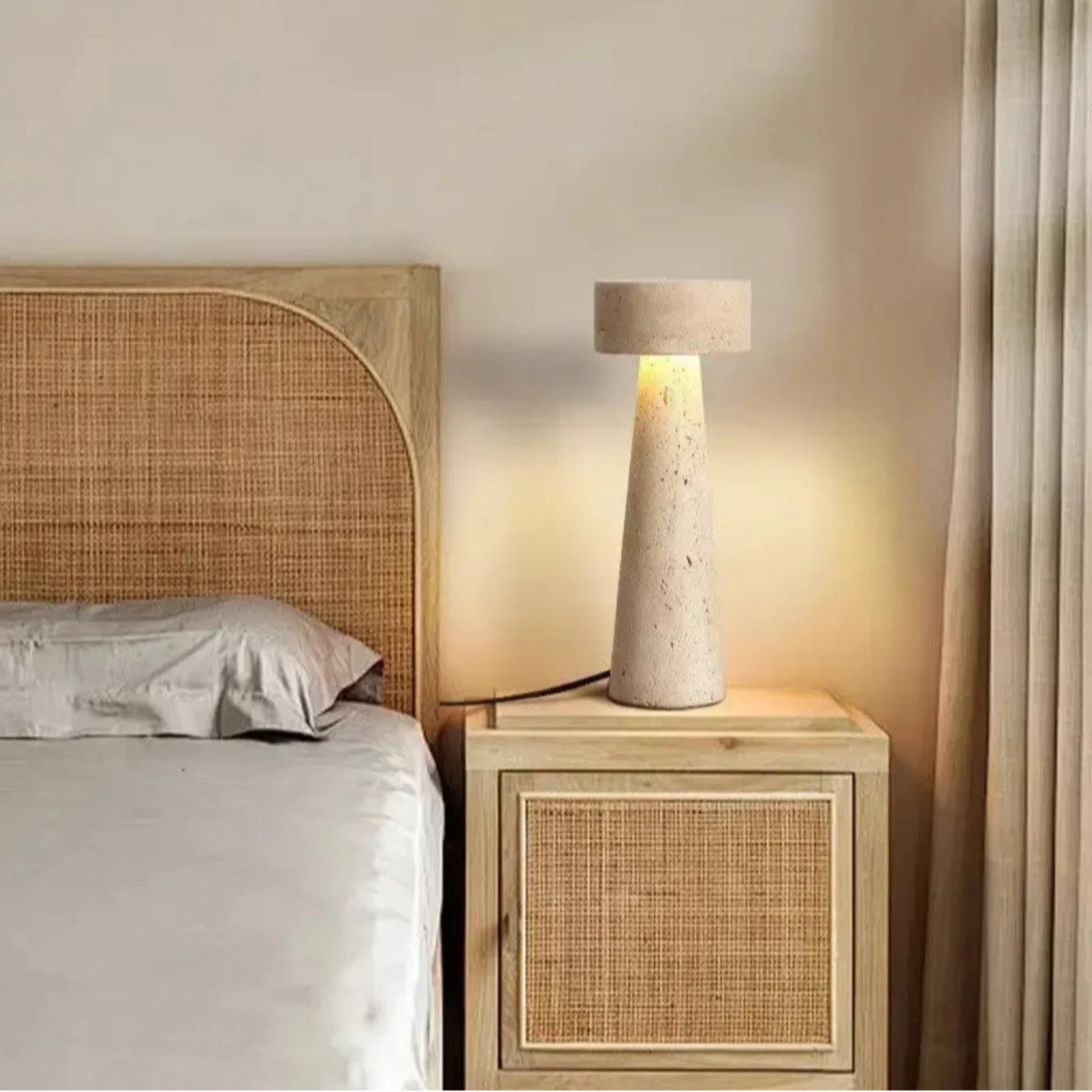Stilla Natural Stone Table Lamp - Wabi-Sabi Style, Lamps, Handcrafted