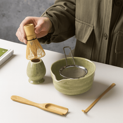 Translation missing: nl.Traditional Japanese Matcha Set Bamboo Whisk Bowl, Tea Sets, Stille 6-Piece Ceramic