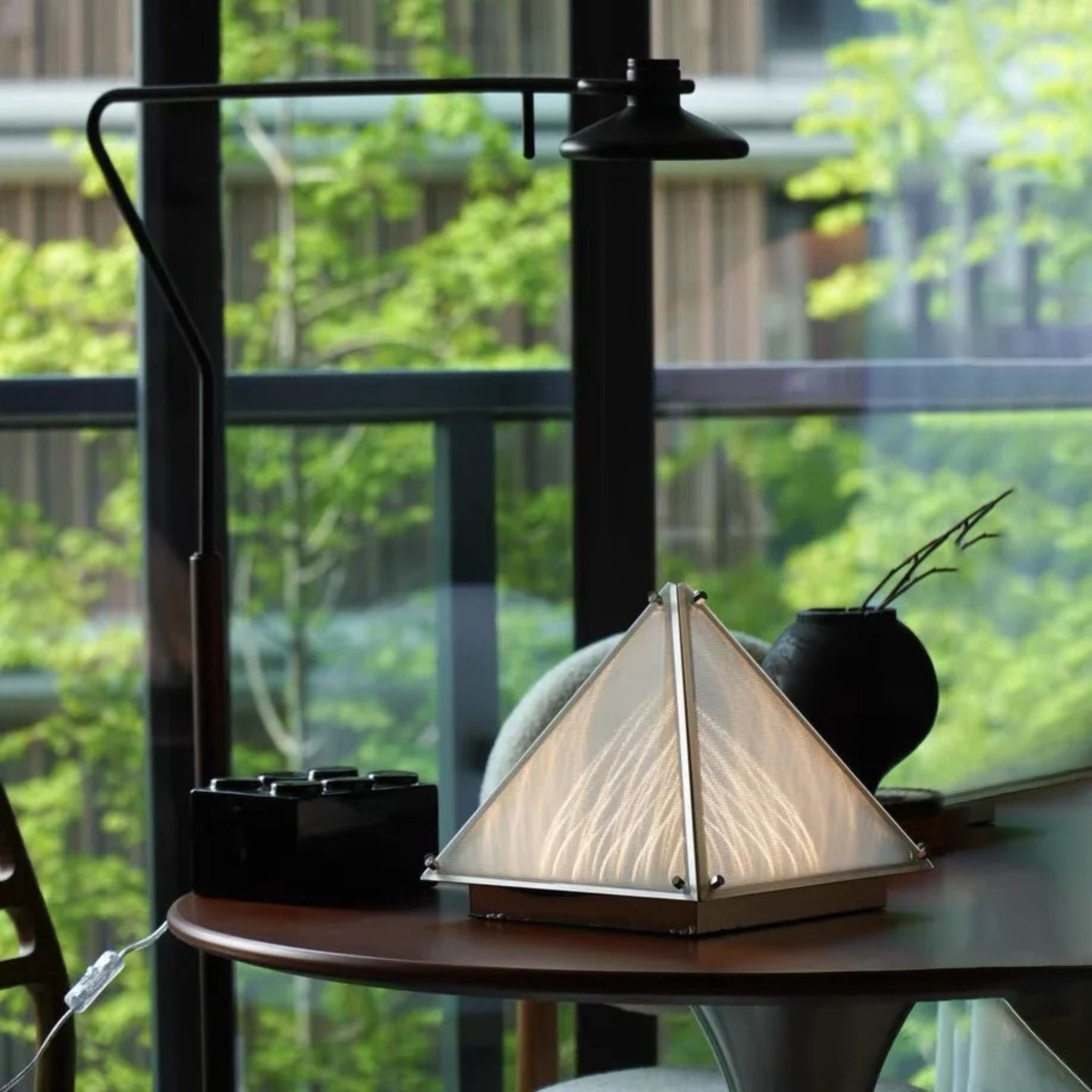 Nordic Pyramid Dimmable Table Lamp — Frosted Glass, Lamps, Tindra