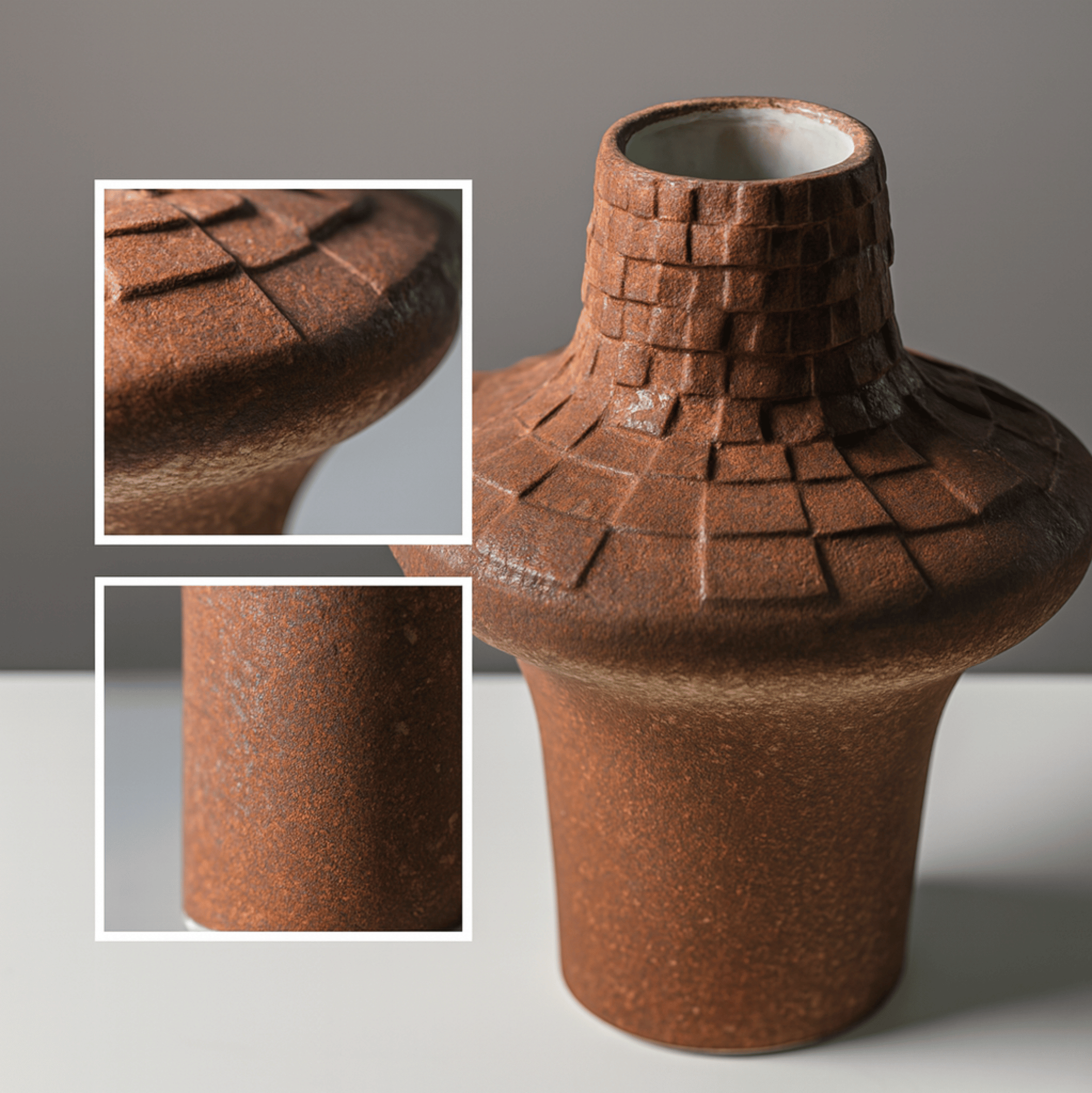 Torva Plaid Ceramic Vase Handcrafted Artisan Decor, Vases, Rustic