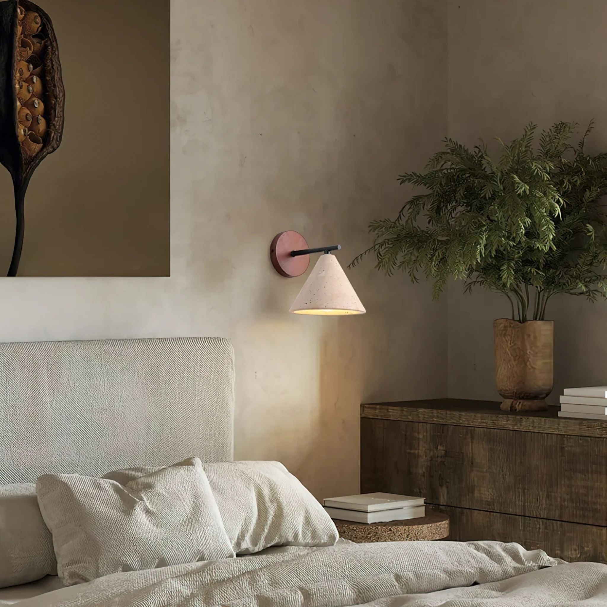 Natural Travertine Wall Sconce - Nordic Stone Light, Fixtures, Torva Yellow