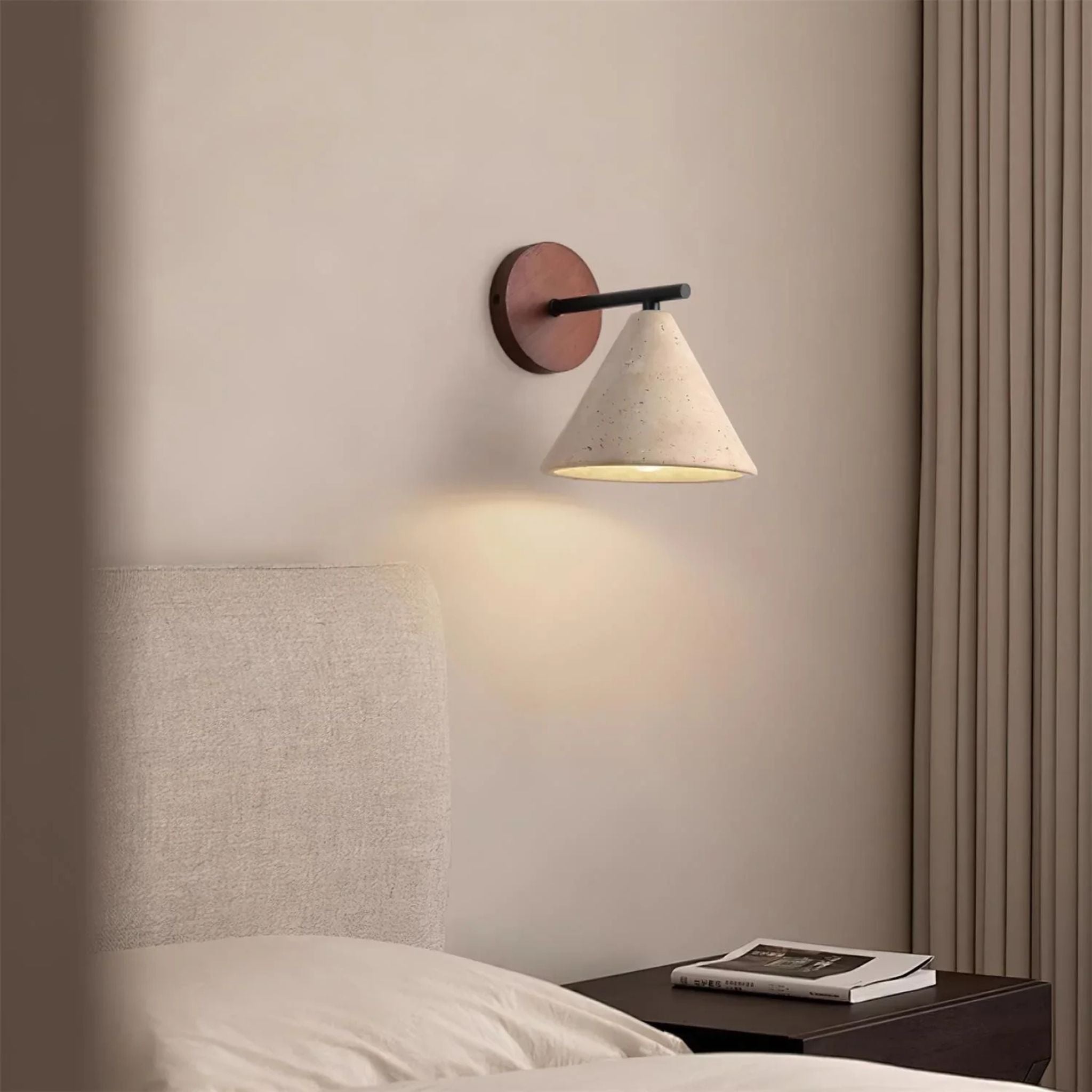 Natural Travertine Wall Sconce - Nordic Stone Light, Fixtures, Torva Yellow
