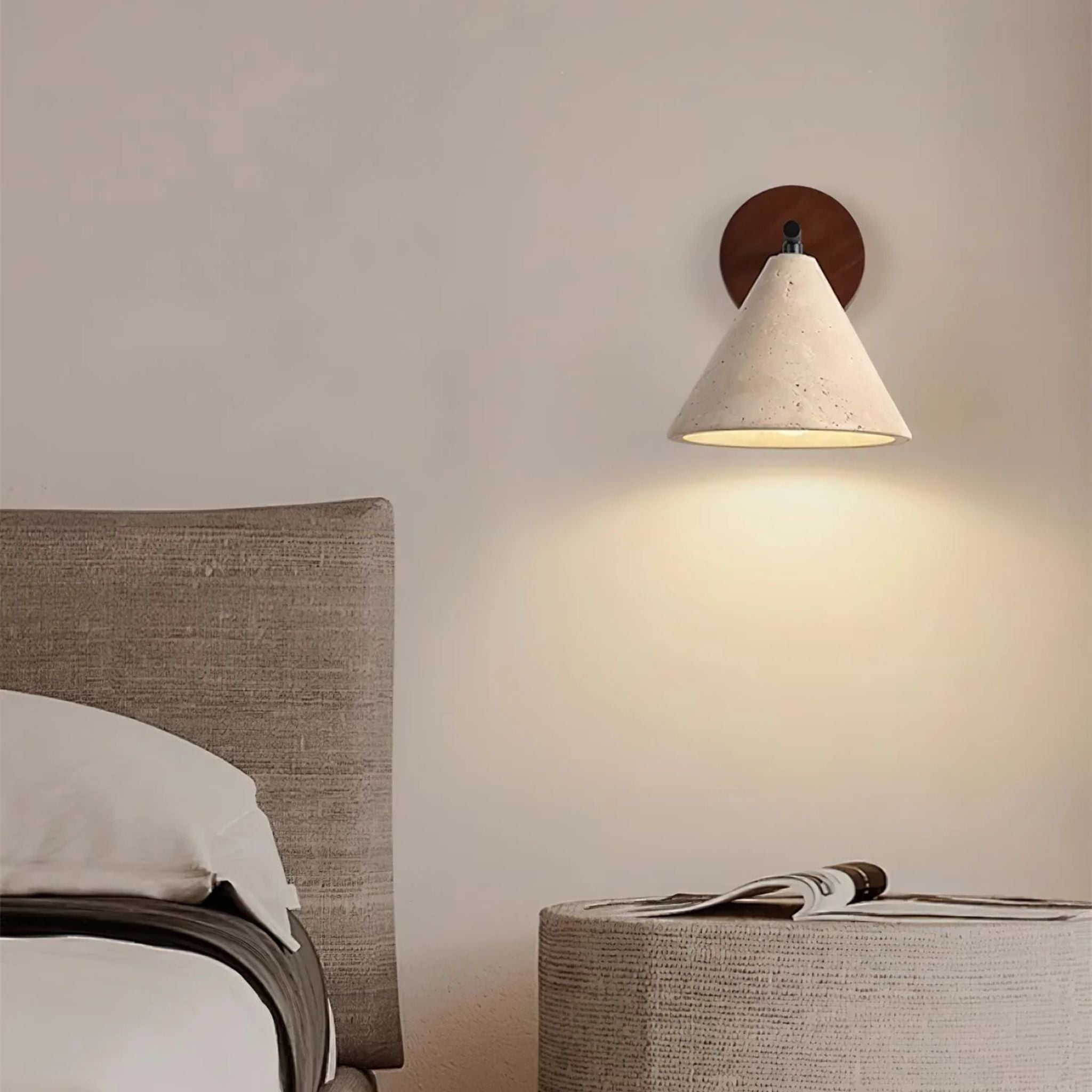 Natural Travertine Wall Sconce - Nordic Stone Light, Fixtures, Torva Yellow