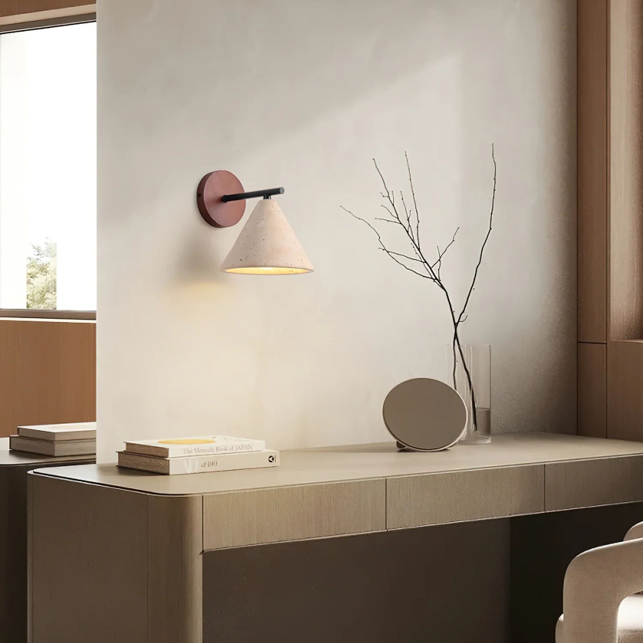 Natural Travertine Wall Sconce - Nordic Stone Light, Fixtures, Torva Yellow