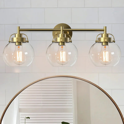 Translation missing: nl.Trekule 3-Light Glass Globe Vanity Wall Light Gold, Fixtures