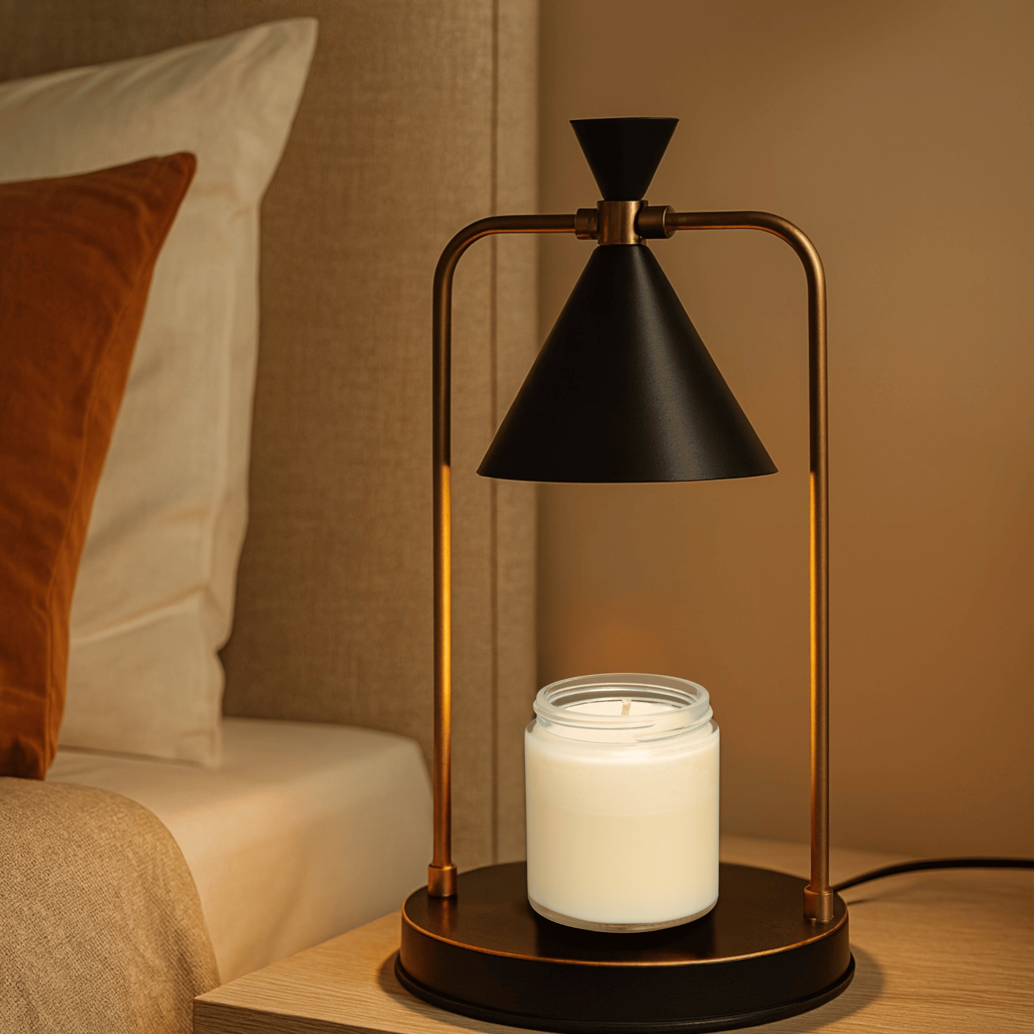 Dimmable Copper Retro Candle Warmer Lamp by Skonne, Black, Table Lamps, Varme