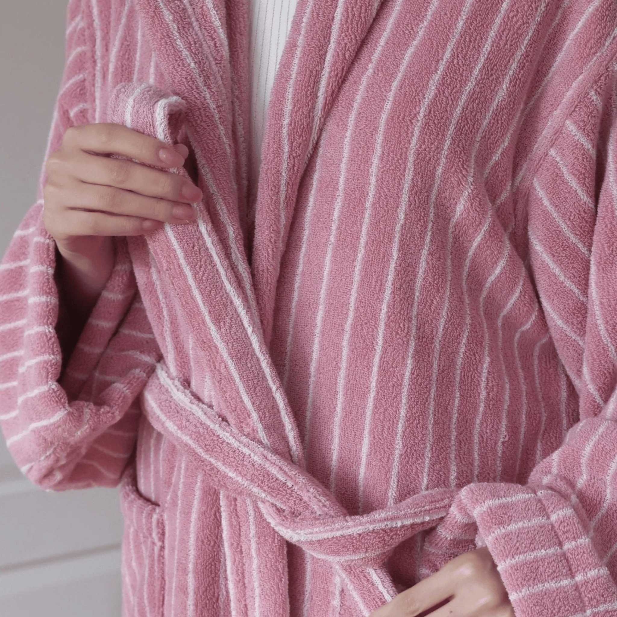 Organic Cotton Jacquard Bathrobe — Spa Luxury, Robes, Varme Stripe