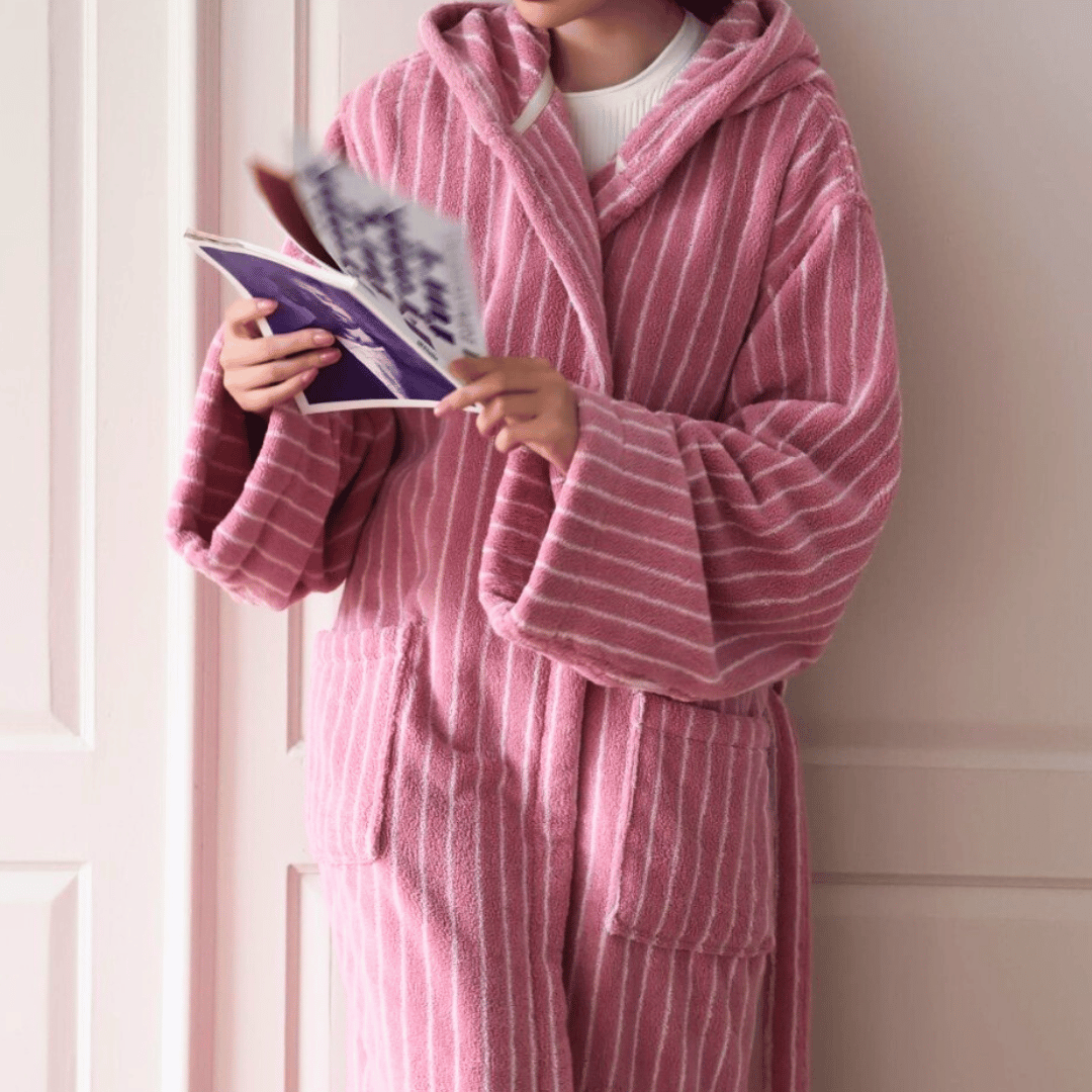 Organic Cotton Jacquard Bathrobe — Spa Luxury, Robes, Varme Stripe