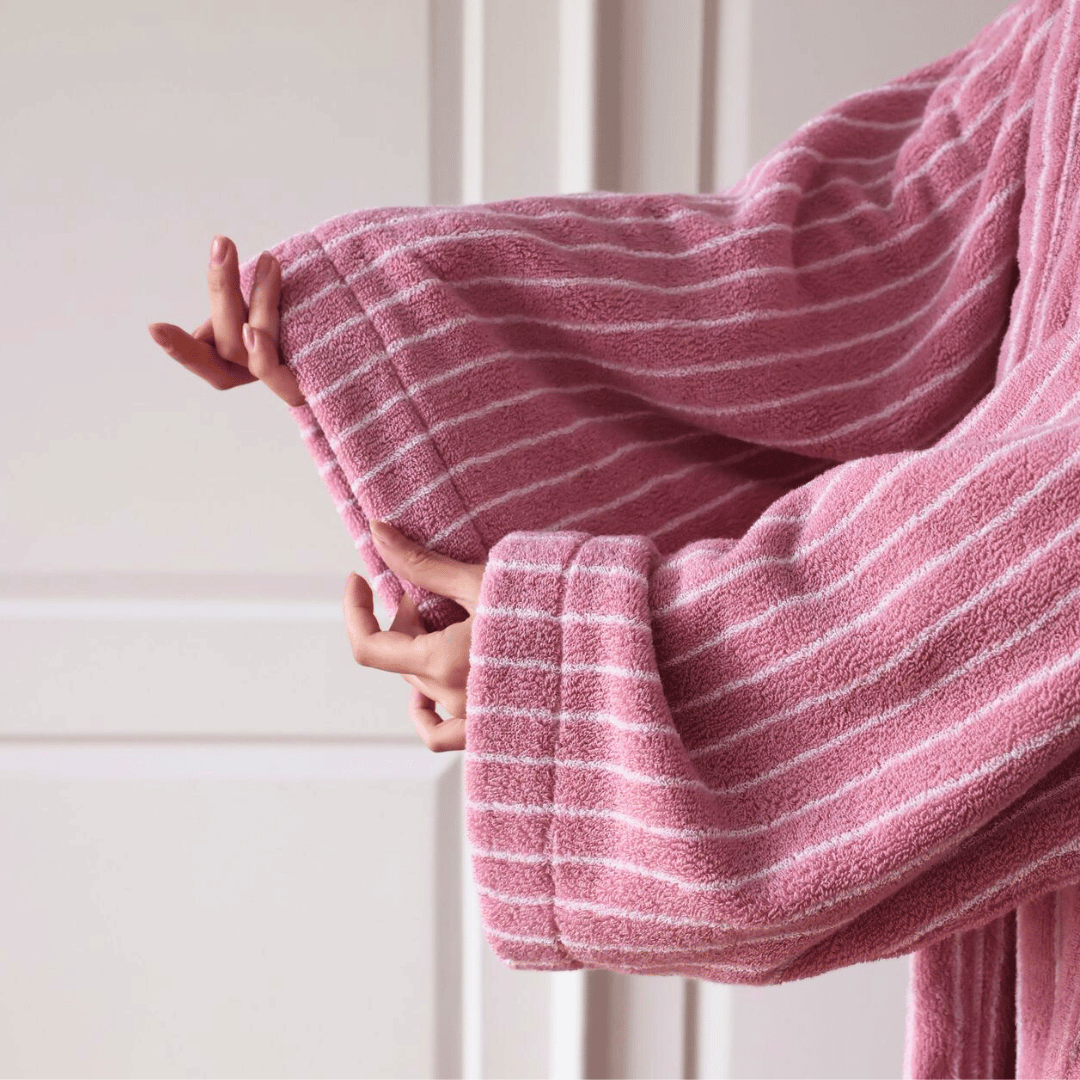 Organic Cotton Jacquard Bathrobe — Spa Luxury, Robes, Varme Stripe
