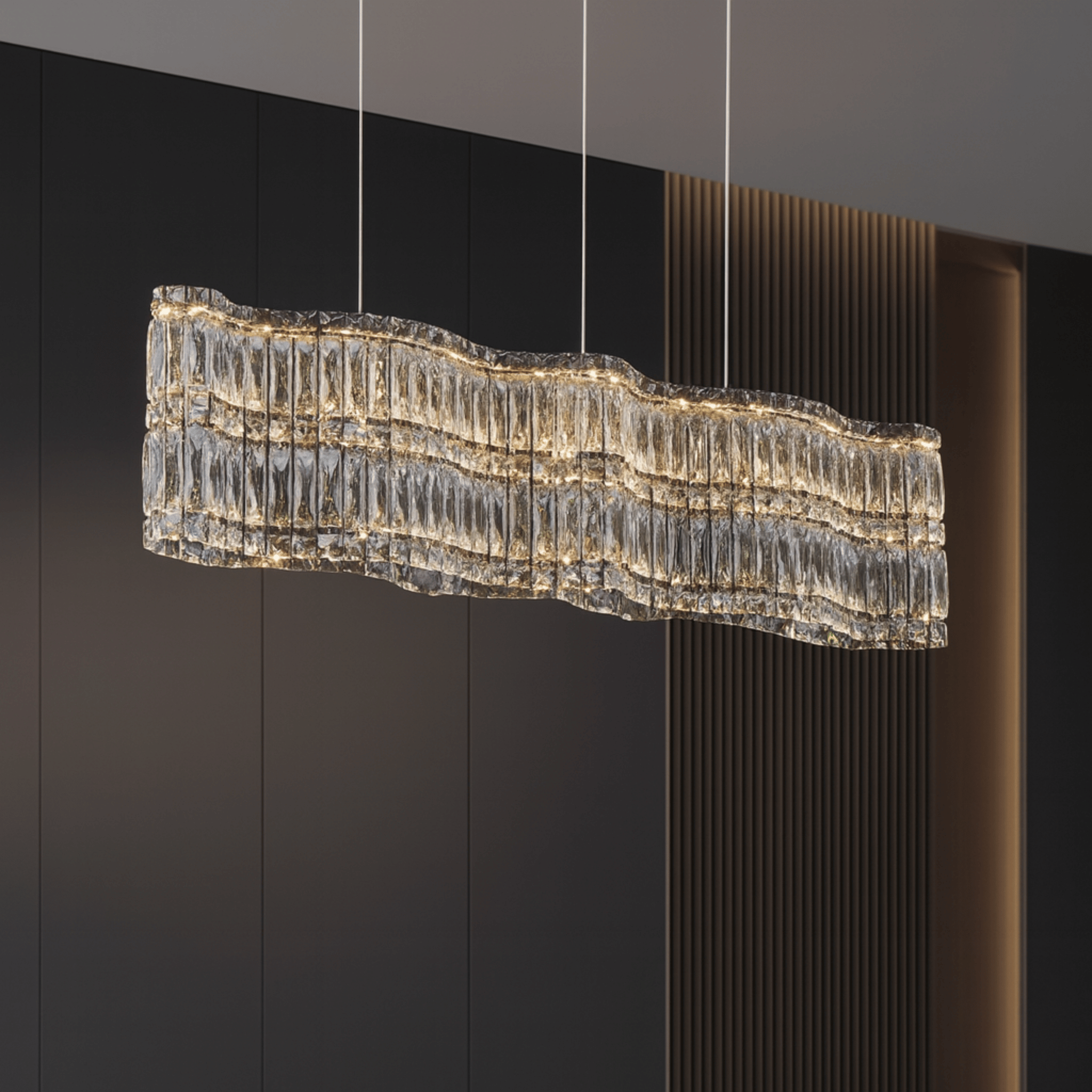 K9 Crystal Wave Chandelier Dining Room LED Light, Ceiling Fixtures, Vinda for Rooms